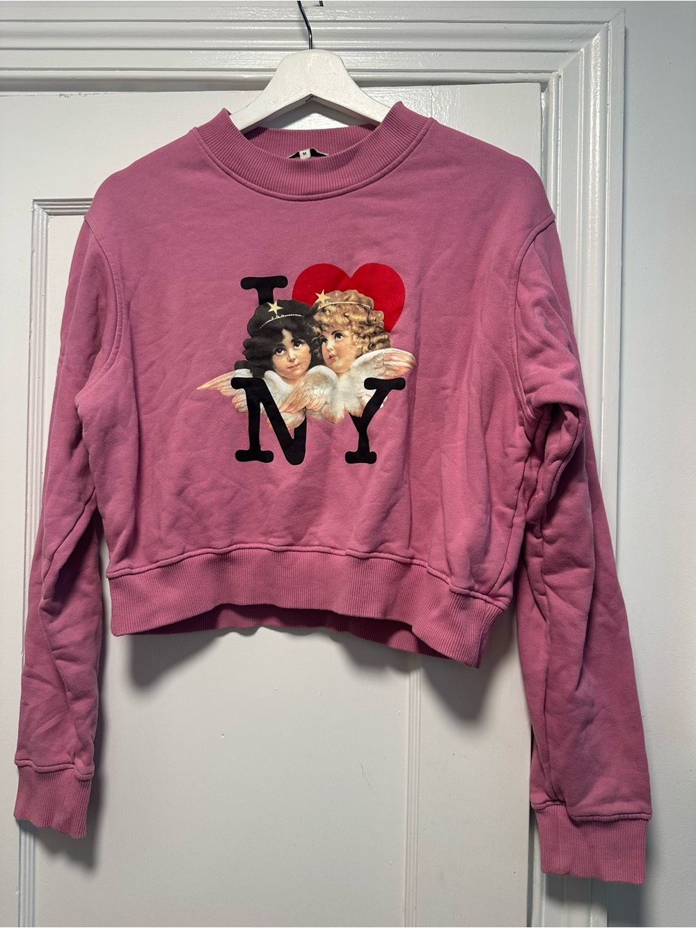 Fiorucci I Heart NY Pink Cropped Sweatshirt